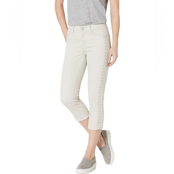 NYDJ Alina Skinny Embroidered Capri Jeans Lift Tuck Size 2 - Picture 1 of 12